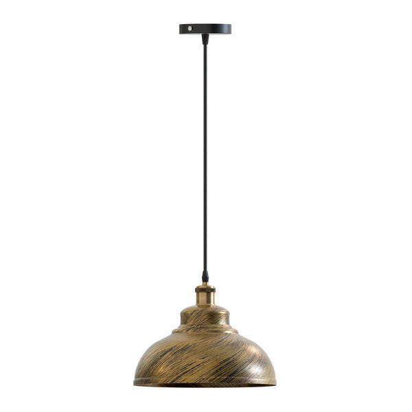 Industriële koepelvormige hanglamp - E27-fitting ~5298 – Geborsteld messing / Nee