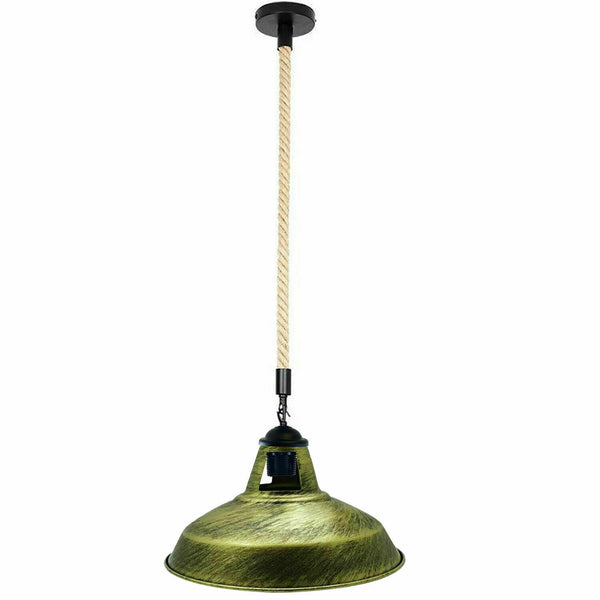 Hanglamp van henneptouw - E27-fitting ~5445 – Geborsteld messing / Ja