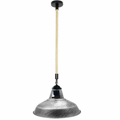 Industriële metalen plafondlamp van 2 m henneptouw, hangend~5343