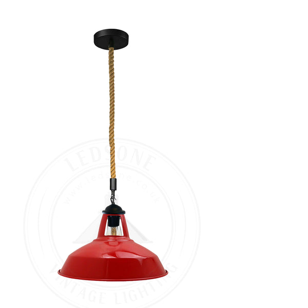 Hanglamp van henneptouw - E27-fitting ~5445 – Rood / Ja