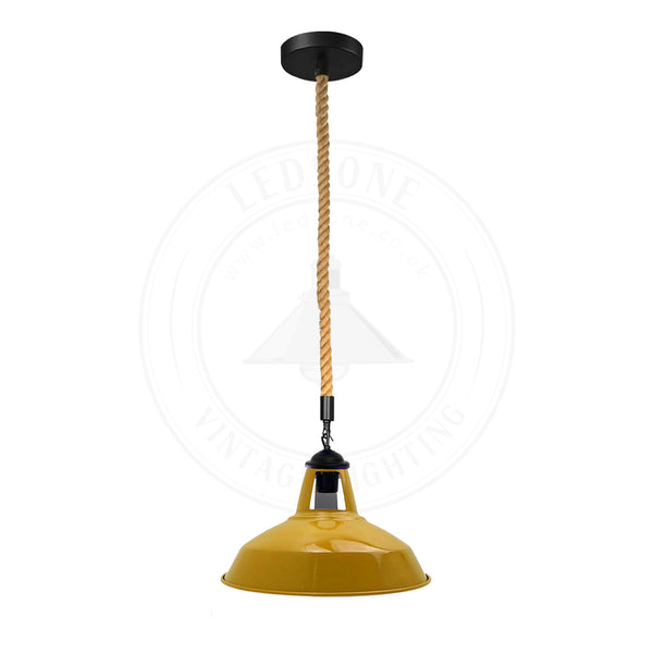 Hanglamp van henneptouw - E27-fitting ~5445 – Geel / Ja