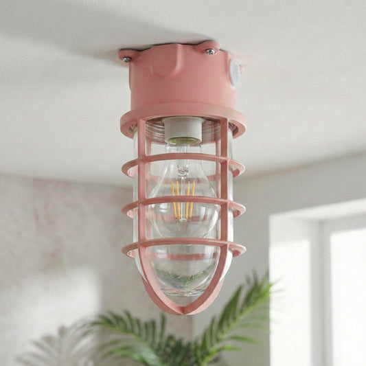 Nautical Bulkhead Flush Mount Ceiling Light Wire Cage E27 ~6546