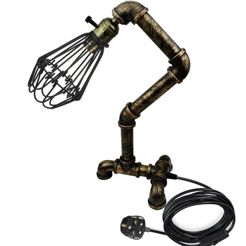 Steampunk Water Pipe Desk Lamp Retro Plugin Lighting ~6091