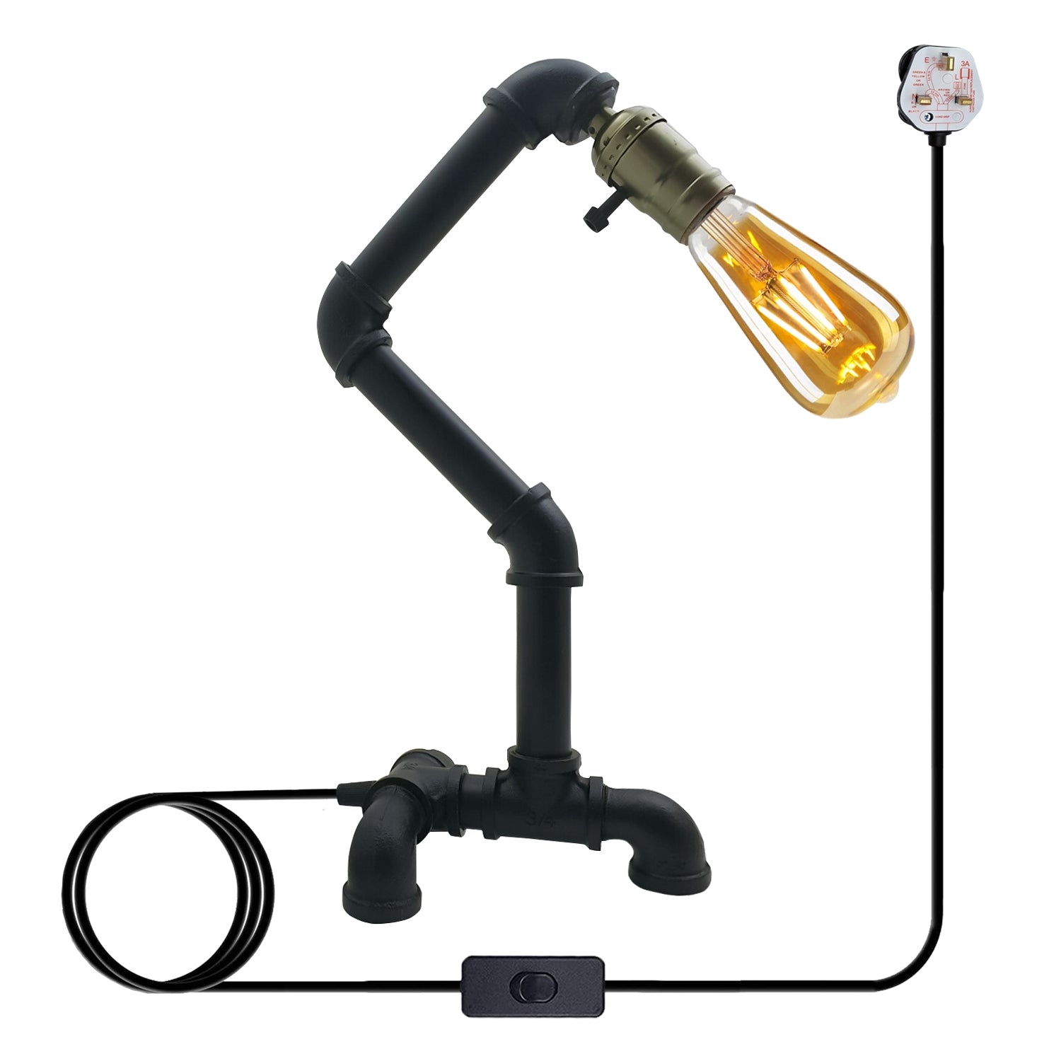 Black Steampunk Table lamp light With bulb