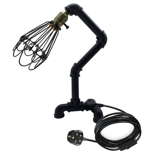Steampunk Water Pipe Desk Lamp Retro Plugin Lighting ~6091 – Black / No
