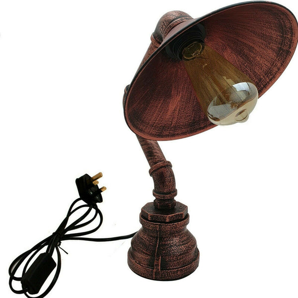 Beste Steampunk Lamp Industriële Bureautafellamp~2812 – Rustiek Rood / Ja