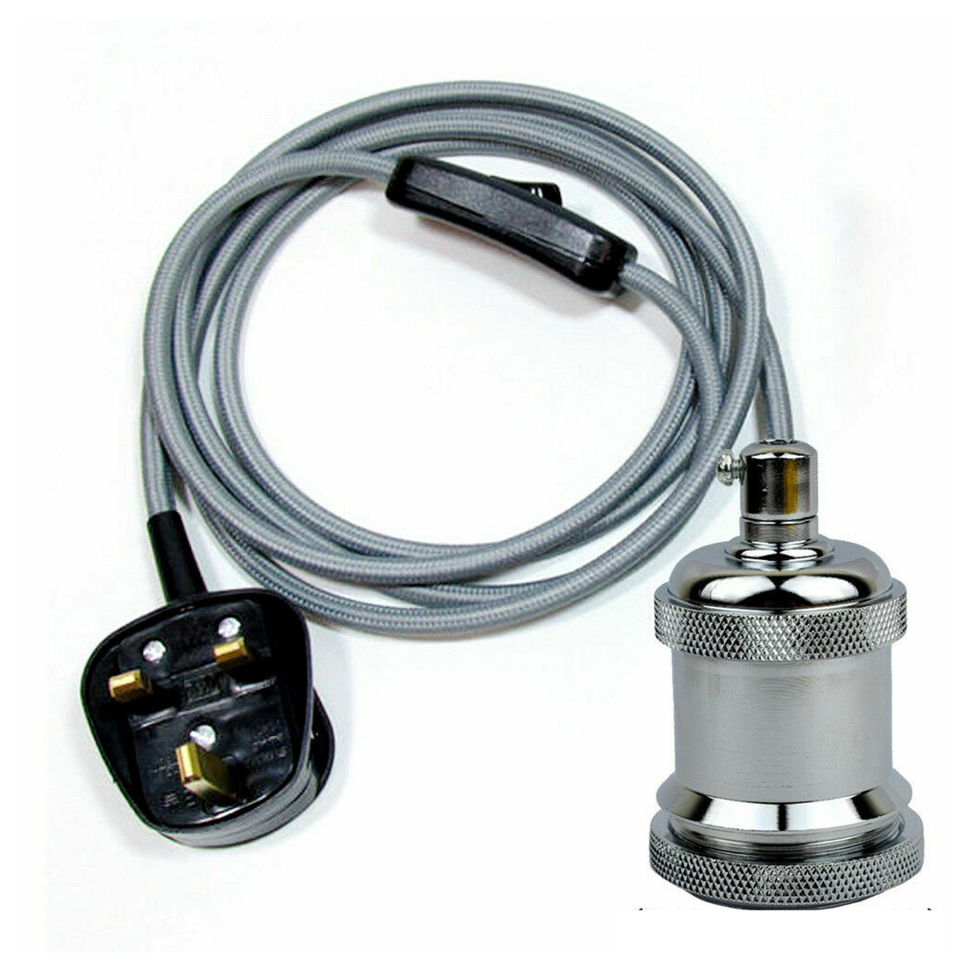 2m Plug In Pendant Set Flex Cable With Bulb Holder