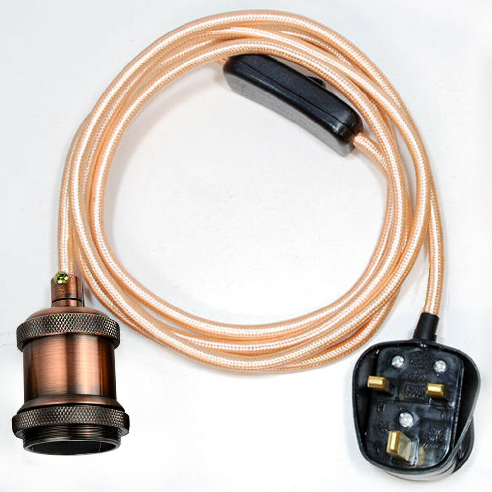 2m Plug In Pendant Set Flex Cable With Bulb Holder