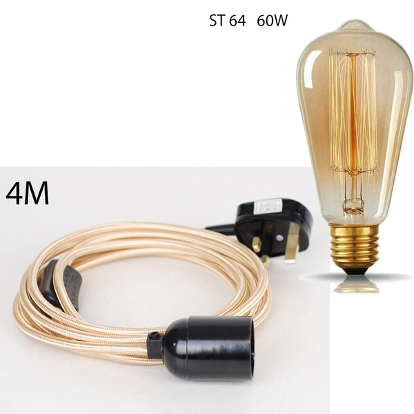 4m stoffen flexkabel plug-in hanglampset met lamphouder ~1497 – Roségoud / Ja