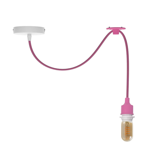 Enkele plafondhanglamp Swag hanglamp ~5340 – Roze / Met lamp