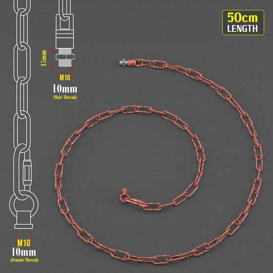 Rustieke rode hanglamp met kettingverlenging en plafondlamp~1051