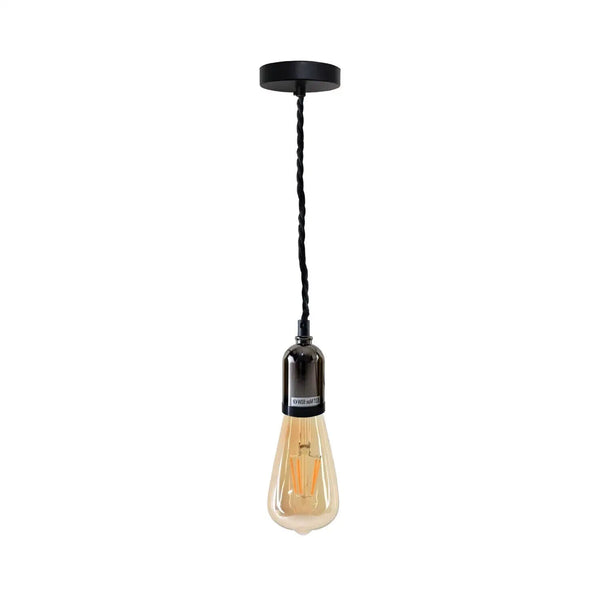 Plafondrozet Stoffen Flex Hangende Hanglamphouder Lichtfitting Kit ~5743  – Zwart / Ja