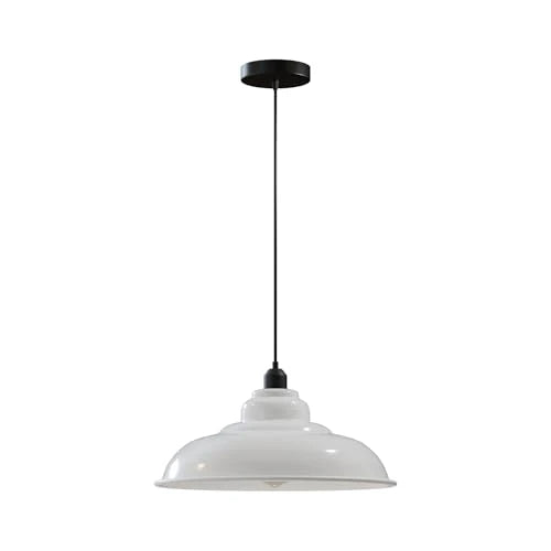 Vintage industriële metalen hanglamp E27 ~5934 – Wit / Ja