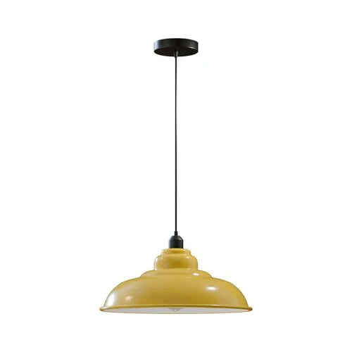 Vintage industriële metalen hanglamp E27 ~5934 – Geel / Ja