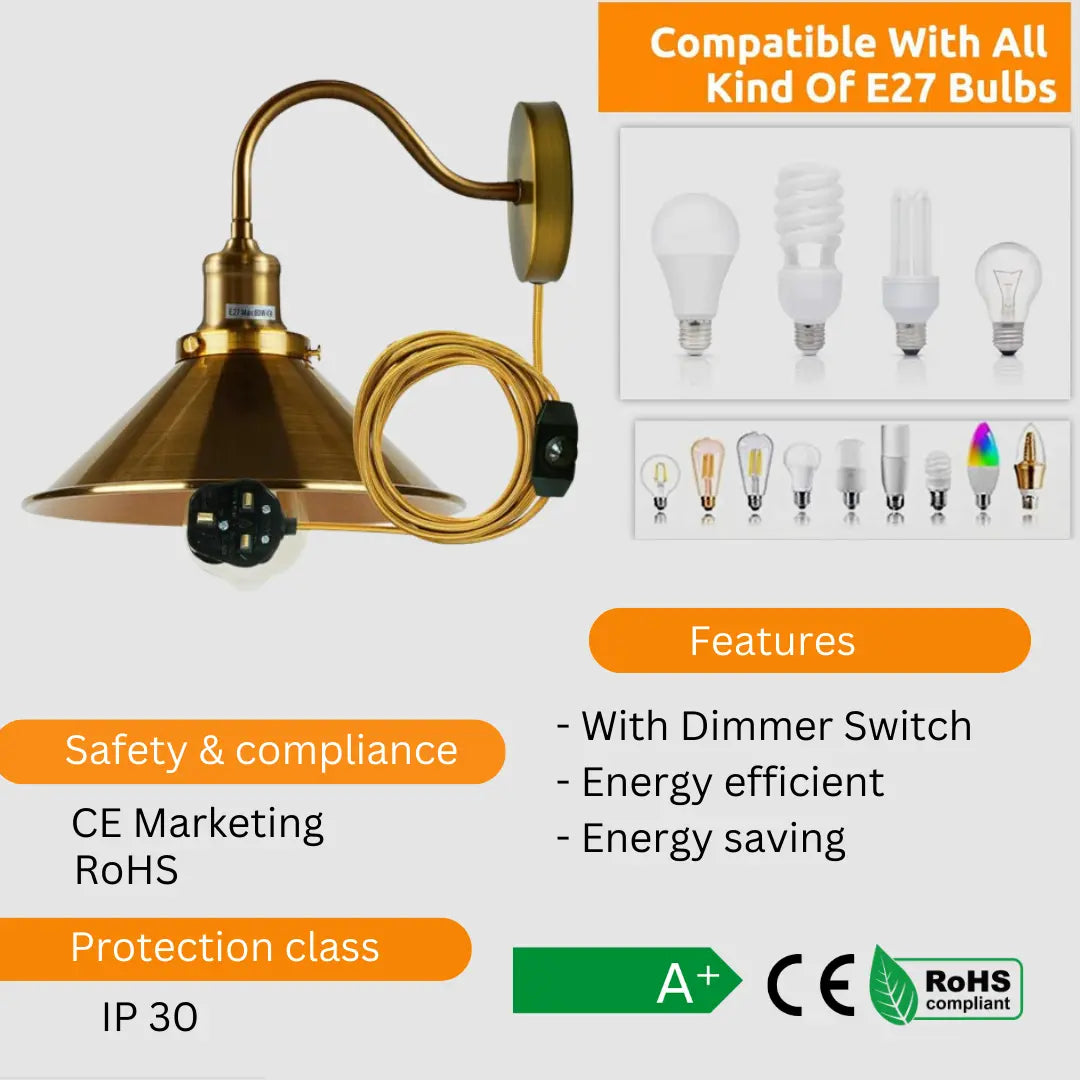 Adjustable plug-in wall light with modern design for living room