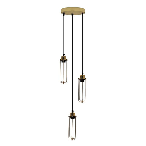 Hanglamp met 3 lampen en lange lampbescherming, draadkooi ~ 5143