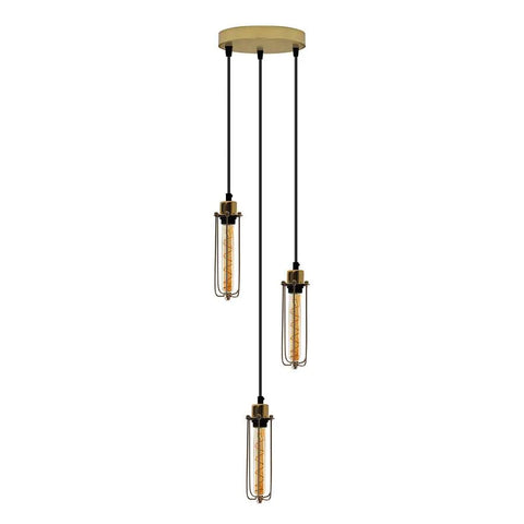 Hanglamp met 3 lampen en lange lampbescherming, draadkooi ~ 5143