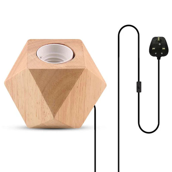 Houten voetlamp Plug-in tafellamp ~4557 – Diamant / Zonder lamp / 1 pak