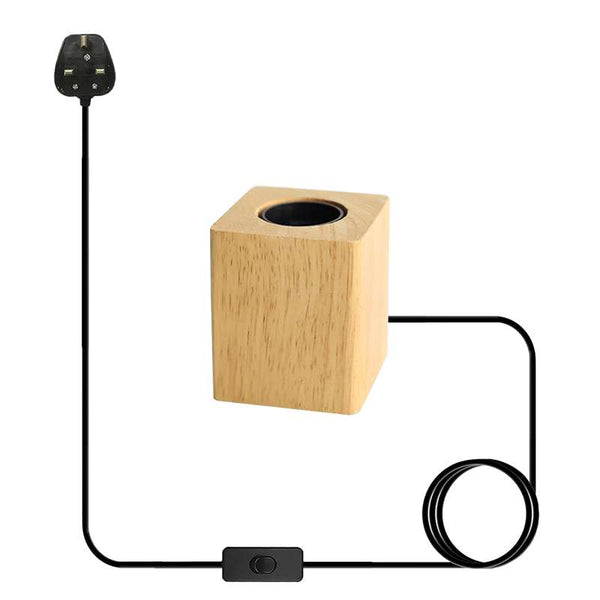 Houten voetlamp Plug-in tafellamp ~4557 – Vierkant / Zonder lamp / 1 pak