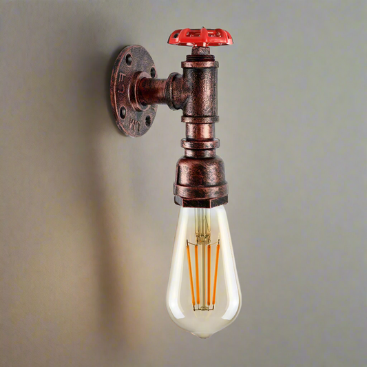Vintage industriële plafond- en wandlamp van metaal, waterpijp, rustiek, stoompunk ~ 2168