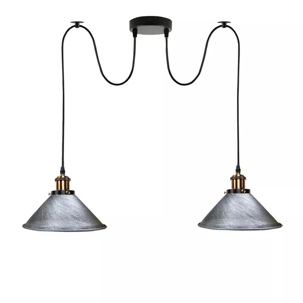 2-weg industriële plafond hanglamp ~ 3508  – Brushed Silver / Ja
