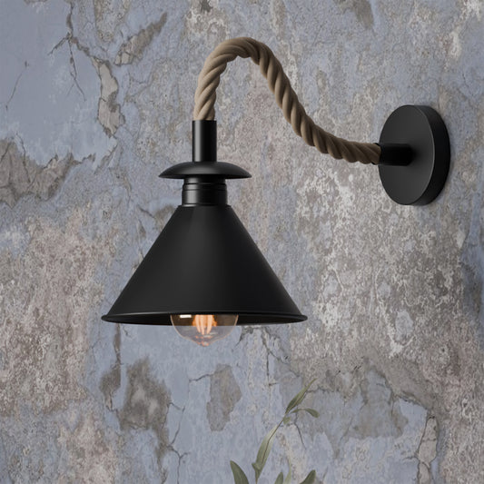 Vintage henneptouw metalen kap E27 wandlamp wandlamp~5700