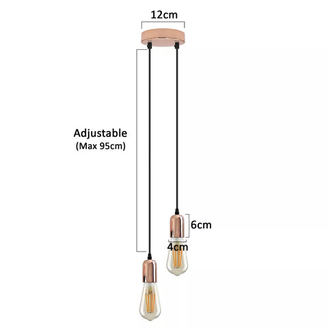 Vintage E27 metalen plafondlamp met 2 koppen~5663