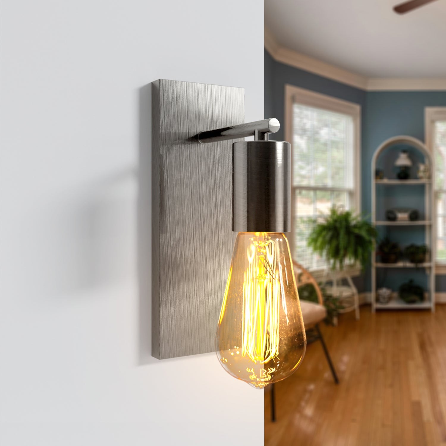 Rectangle ceiling rose pendant light with extension rods and E27 lamp holders