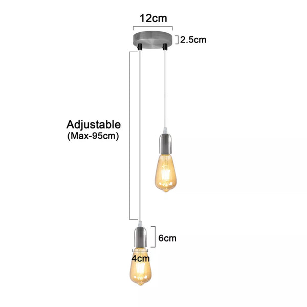 Vintage E27 metalen plafondlamp met 2 koppen~5663 – Ja / Satijnnikkel
