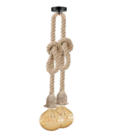 3m dubbele kop henneptouw vintage hanglamp ~5791