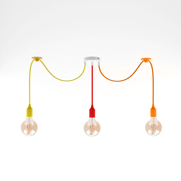 3-koppige, meerkleurige flexibele hanglamp ~5141 – Met lamp