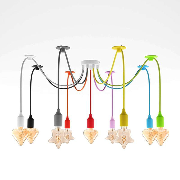 9-kops hanglamp met meerdere kleuren, flexibele swaghaak ~4667 – Met lamp