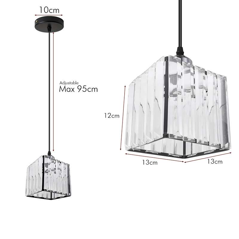 Crystal Shade Square Mini Pendant Kitchen Island Light