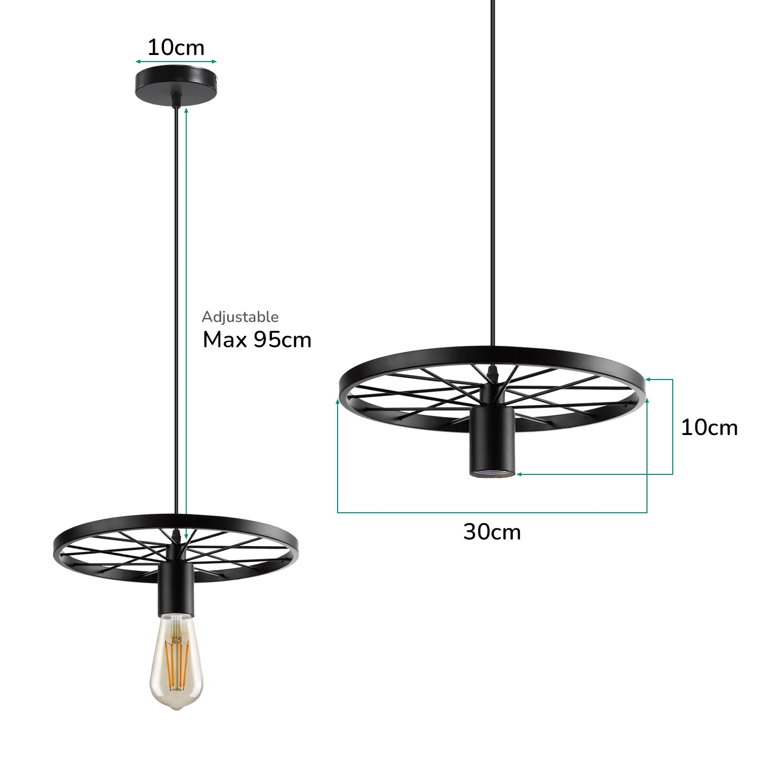 Retro Wheel Shape Pendant Light with Size