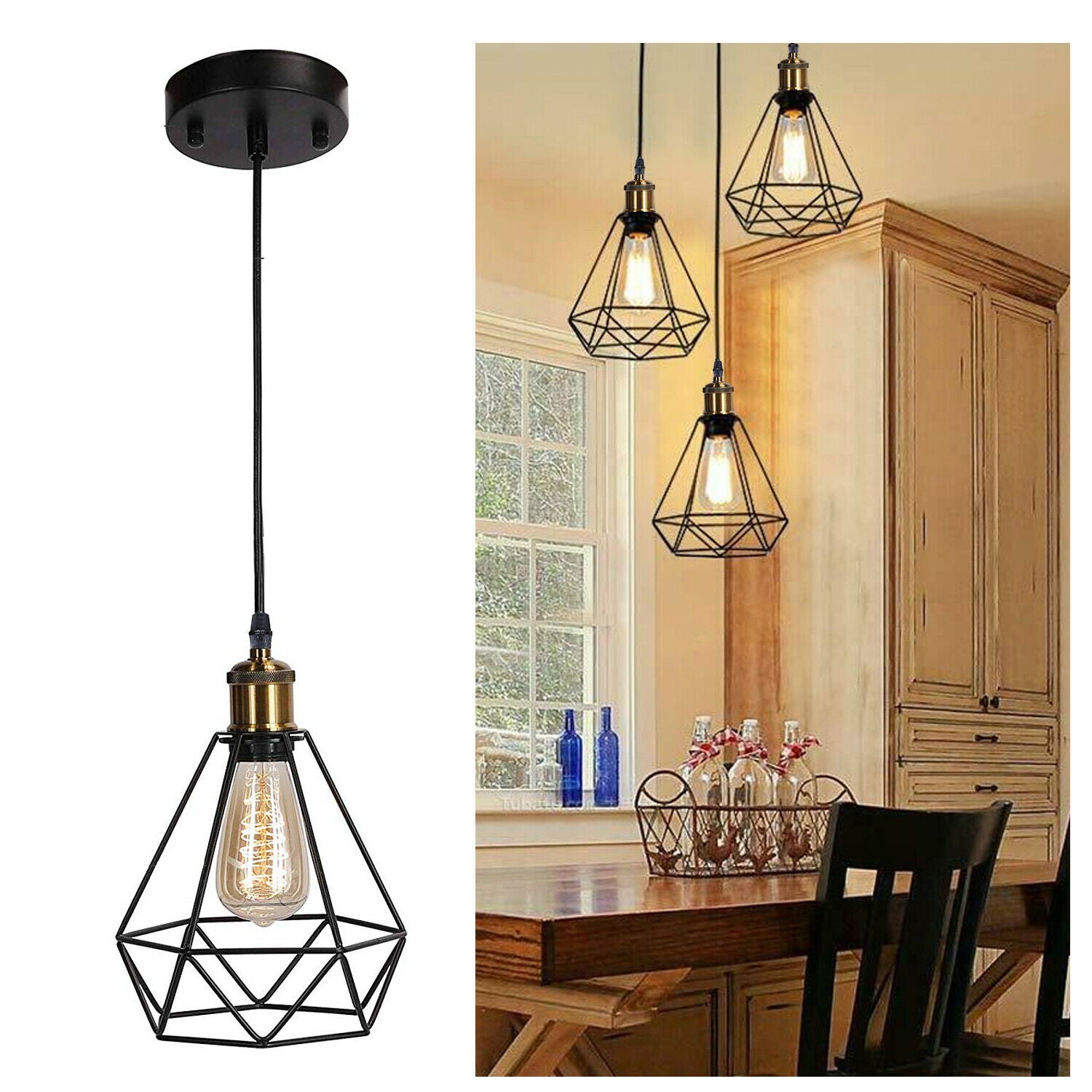 Diamond Cage Pendant Light Ceiling Hanging Light Fixture