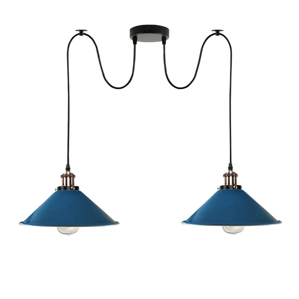 Industriële retro hanglamp met 2 lampen ~5330 – Blauw / Ja
