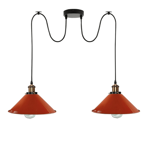 Industriële retro hanglamp met 2 lampen ~5330 – Oranje / Ja