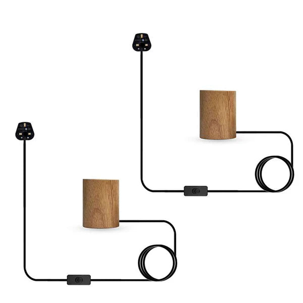 Houten voetlamp Plug-in tafellamp ~4557 – Ronde / Zonder lamp / 2-pack