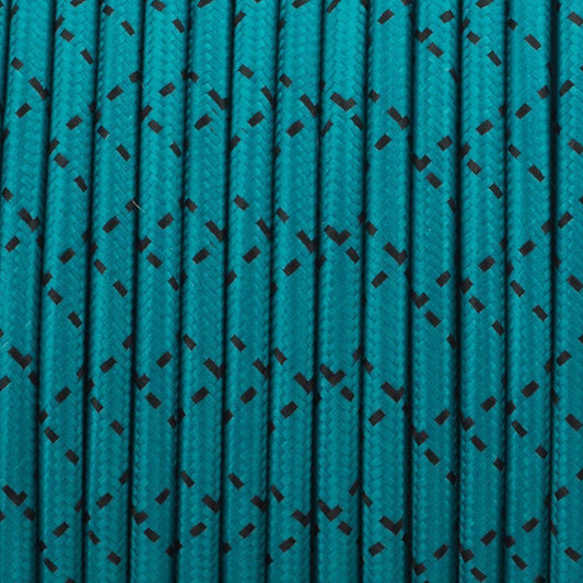 2-aderige ronde vintage gevlochten stoffen kabel, blauwgroen en zwart, flexibel 0,75 mm~4898