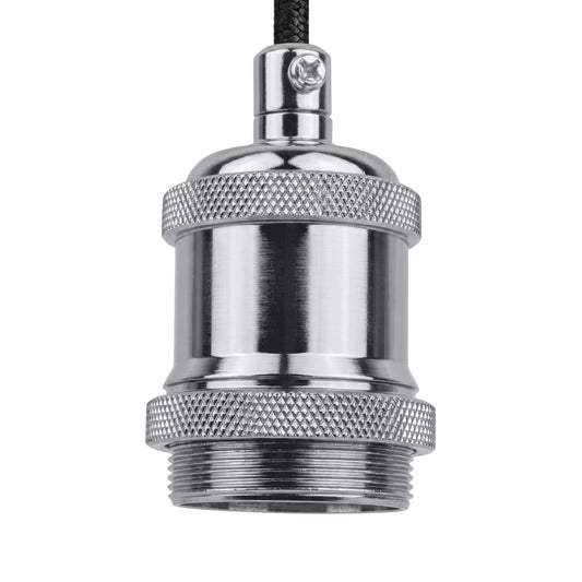 Chromen E27 metalen lamphouder, ideaal voor vintage Edison filamentlampen. Antiek metaal~2931