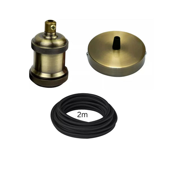 2m industriële metalen plafondlampfitting ~~5942 – Groen messing