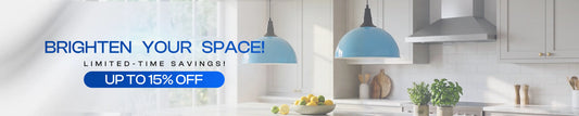 Kitchen interior with modern appliances and a promotional banner for limited-time savings.