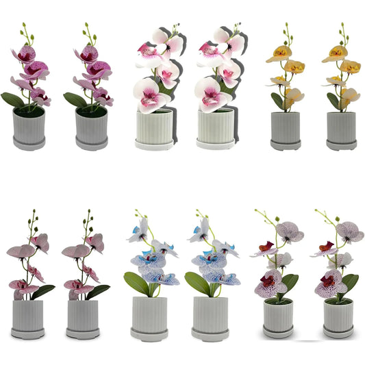 Kunstmatige orchidee met blad in pot voor tafeldecoratie binnenshuis~5657