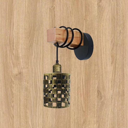 Vintage industriële retro metalen houten wandlampen wandlampset ~1317