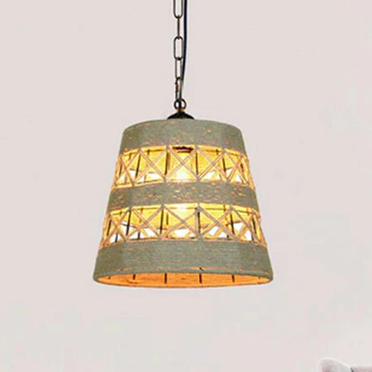 Trommelvormige plafondlamp met henneptouw en E27-lampenkap~1534