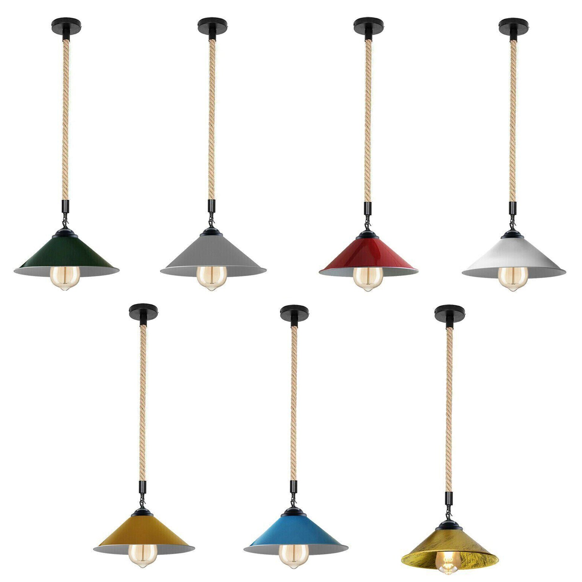  Hemp Rope Hanging Pendant Light 