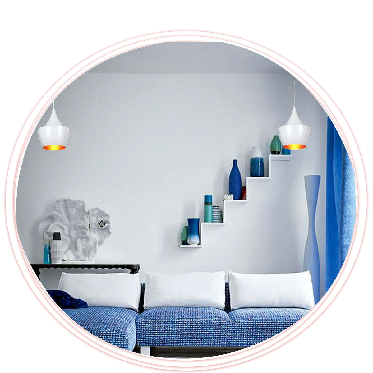 white conical pendant ceiling lamp