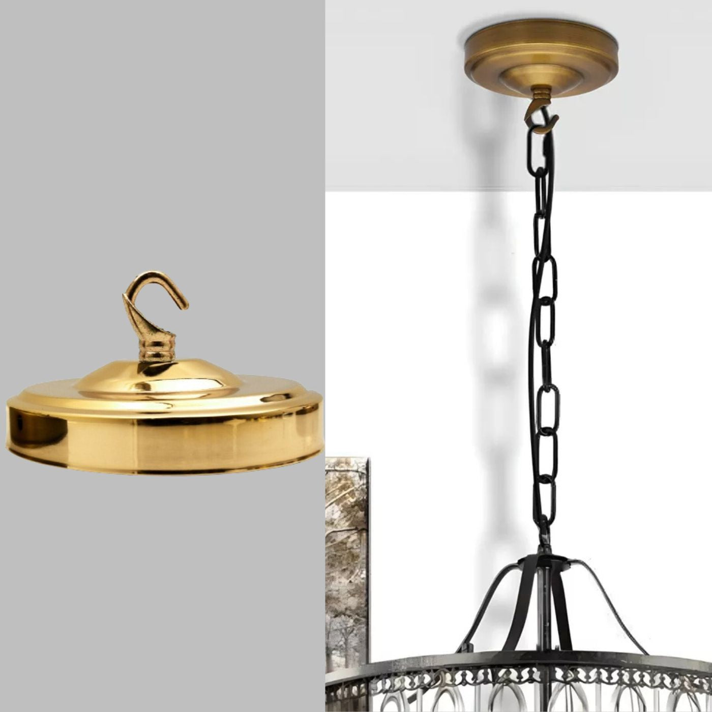 Ceiling rose with braided flex cable for vintage pendant lighting