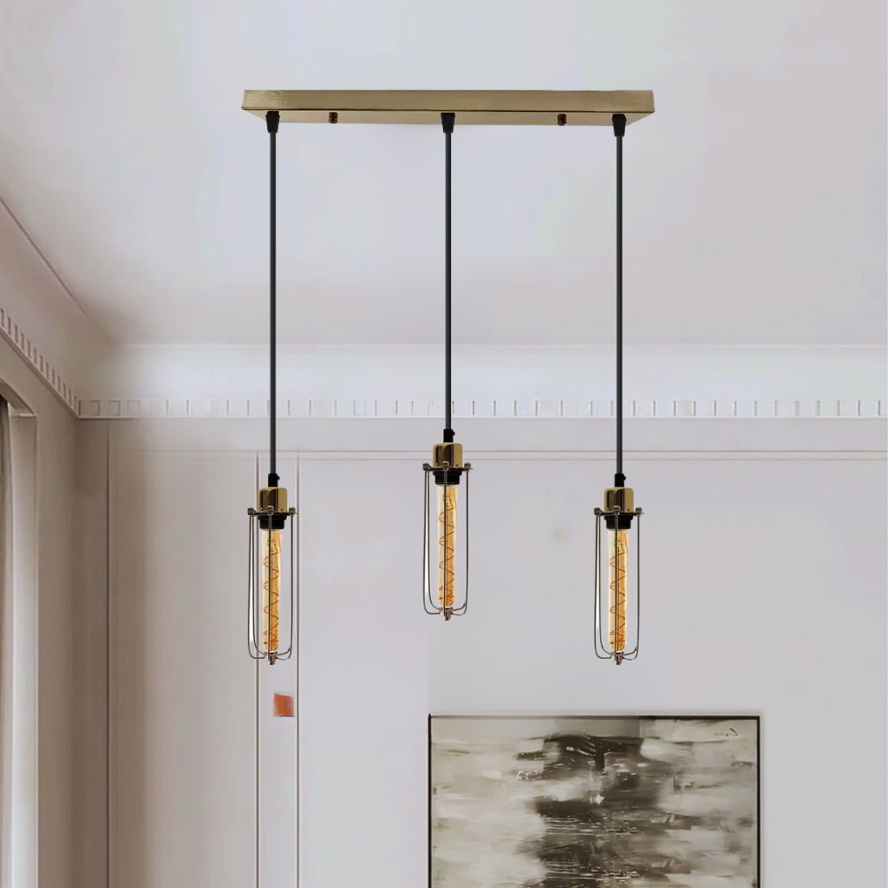 3 light wire cage pendant light
