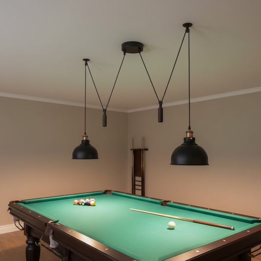 Industrial 2-Light Adjustable Pulley System Ceiling Light ~6405